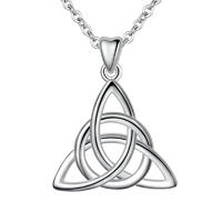925 Sterling Silver Irish Celtic Knot Triangle Necklace