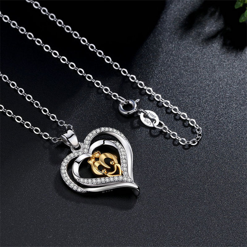 925 Sterling Silver Mother’s Day Gift Mother And Baby Necklace...