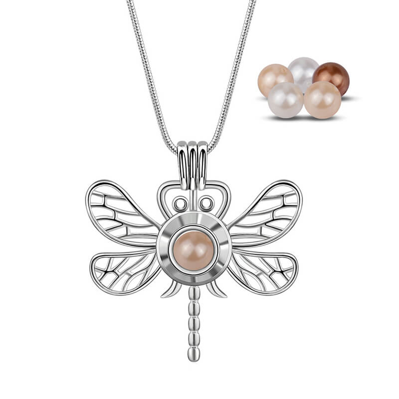 Dragonfly Pearl Cage - Silver plated / Sterling silver