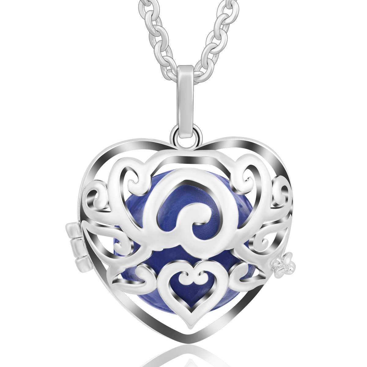 Hollow Heart Shape Locket Pendant Cage Box Essential Oil Aromatherapy Necklace Jewelry