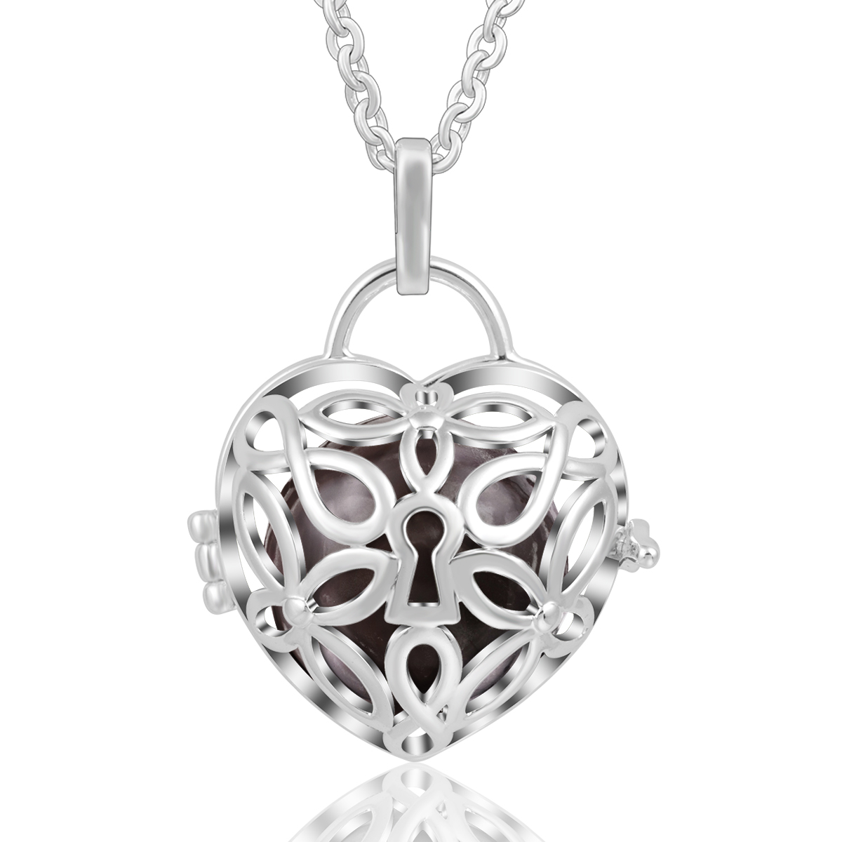 Heart Shaped Angel Callers Mexican Harmony Musical Bola Ball Cage Pendant for Women