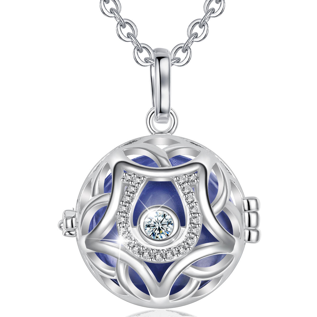 Pentagram Pattern Large Hollow Cage Mexican Chime Magic Box Bola Sound Bell Ball Pendant Pregnancy Necklace