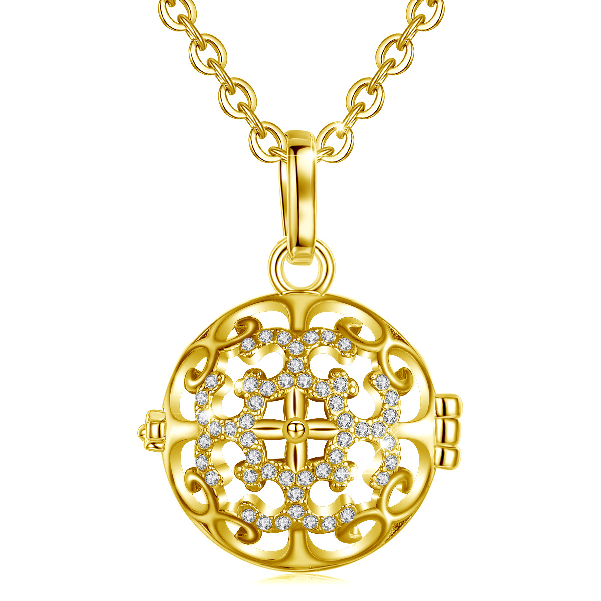 Gold Color Artificial zircon Pregnancy Belly Harmony Sound Ball Necklace for women