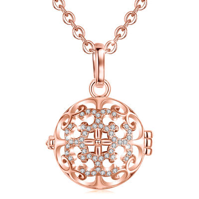 Rose Gold Rhinestone angel chime harmony cage necklace for pregnancy
