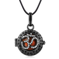 Black Color jewellery Cage pendant ball locket harmony necklace with Rhinestone