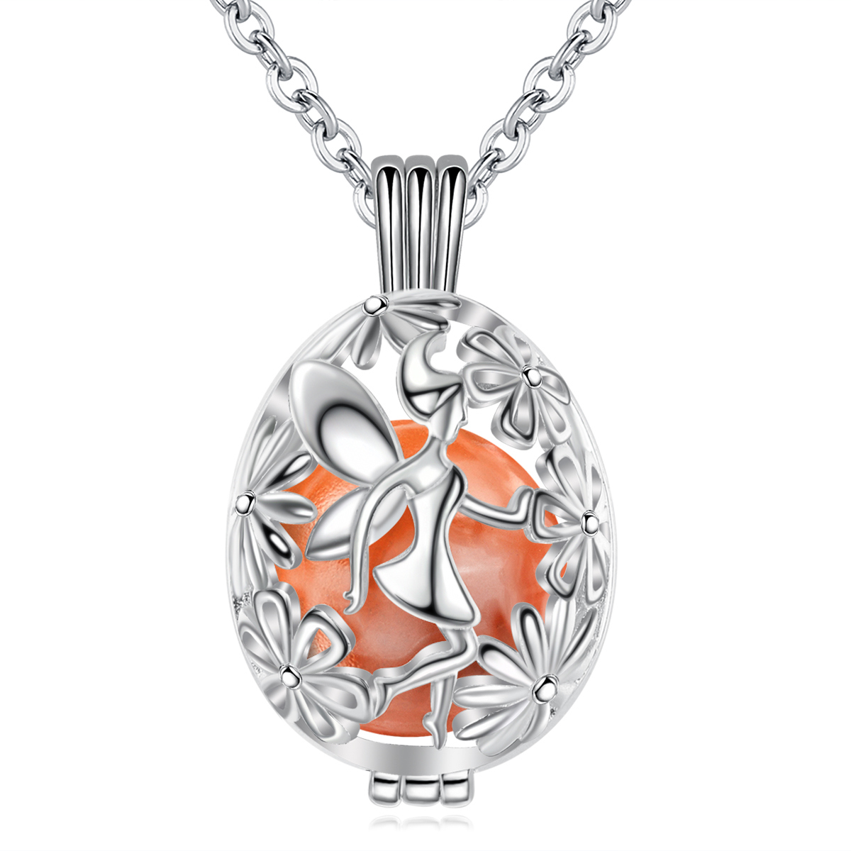 Top material fastness 925 sterling silver cage pendant Flowers elf pattern Essential Oil Diffuser Necklace
