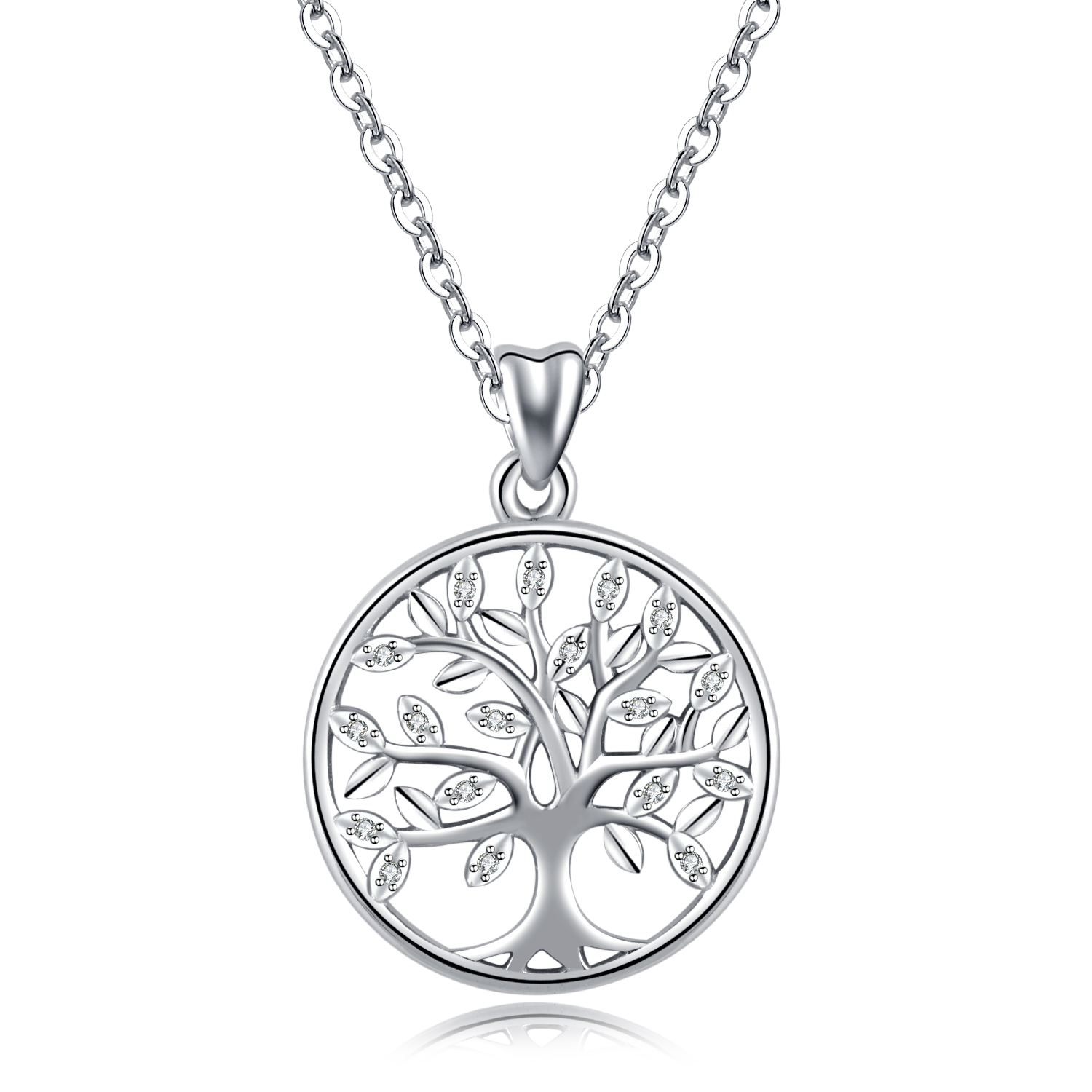 Fashion Style No fading Tree of Life pattern 925 Sliver Necklaces with Rhinestone