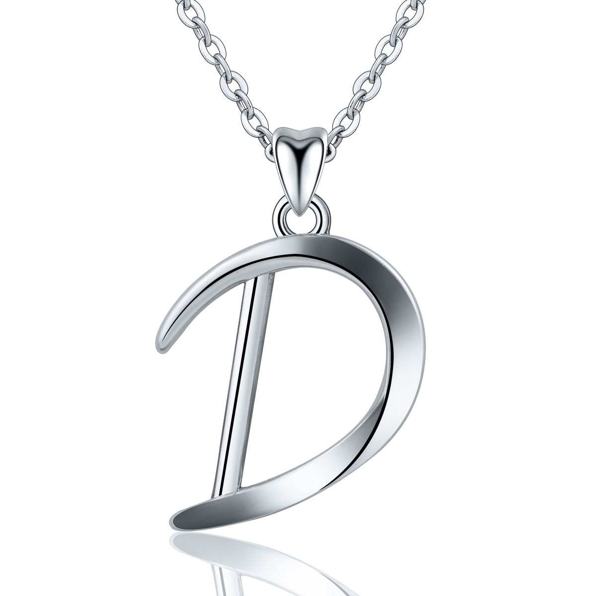 Simple Graceful Letter D Shape 925 Sterling Sliver Necklace Chain for Women