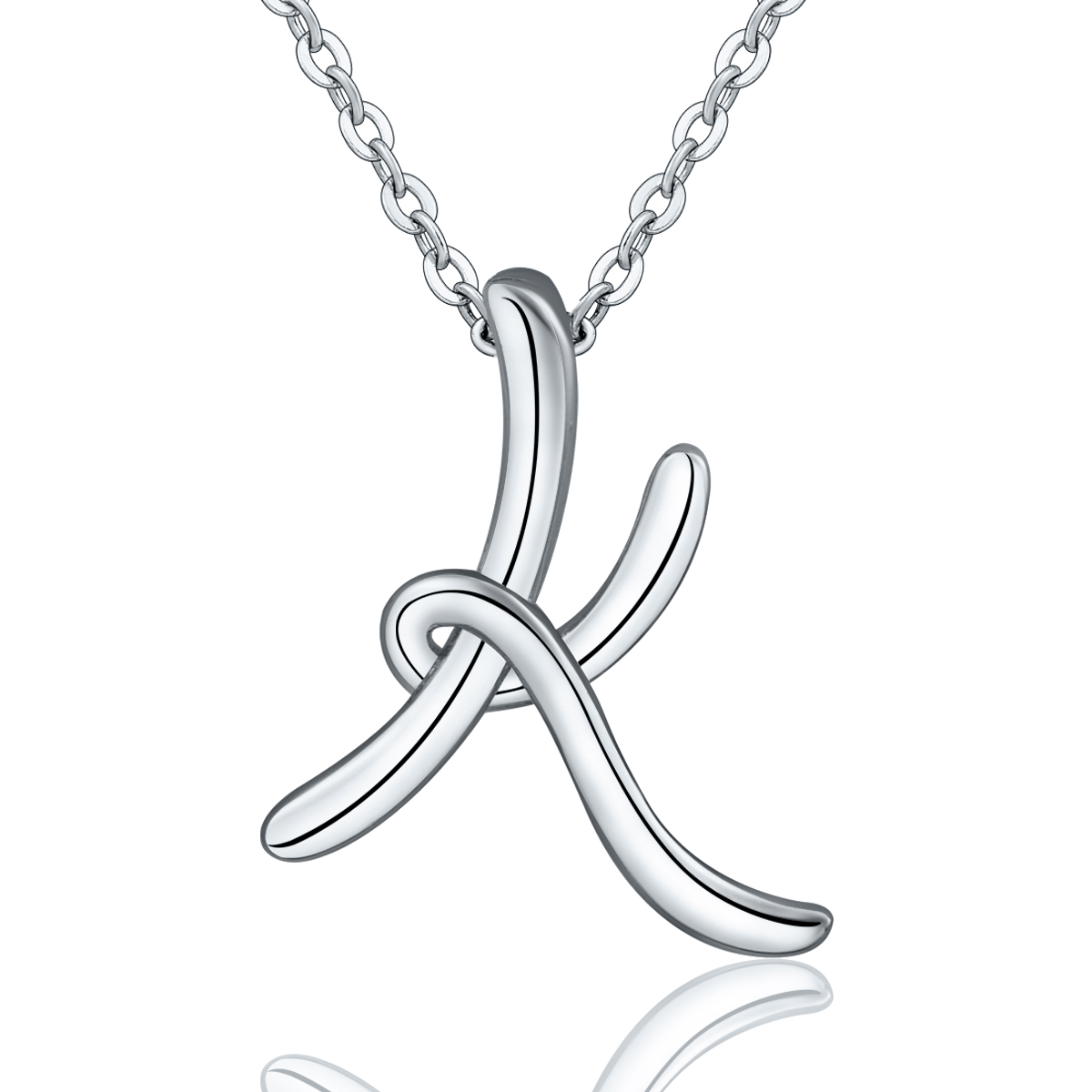 Fashion Design Unisex Letter K Shape 925 Sterling Sliver Necklace Chain...