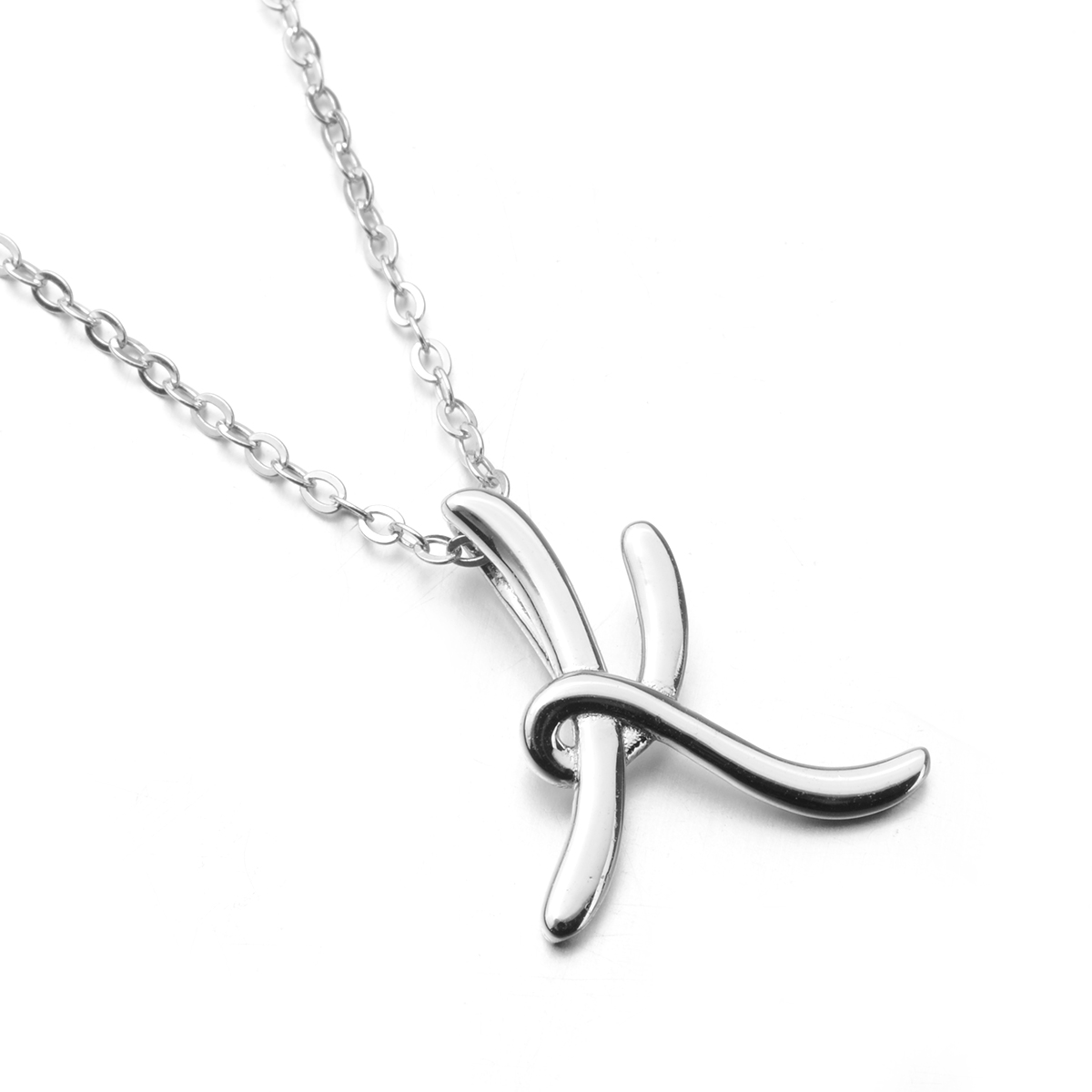 Fashion Design Unisex Letter K Shape 925 Sterling Sliver Necklace Chain...