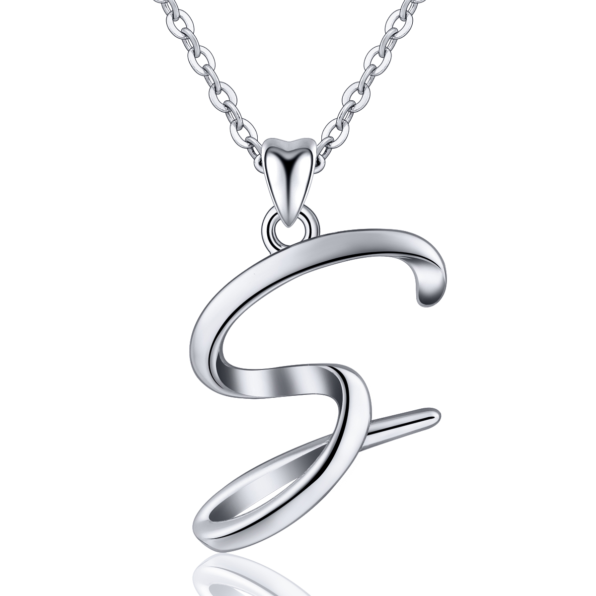 First-Rate Letter S Shape Unisex Pendants 925 Sterling Sliver Necklace Chain
