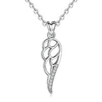 Women Fine Jewelry Gift 925 Sterling Silver Fairy Angel Feather Wings Pendant Necklace