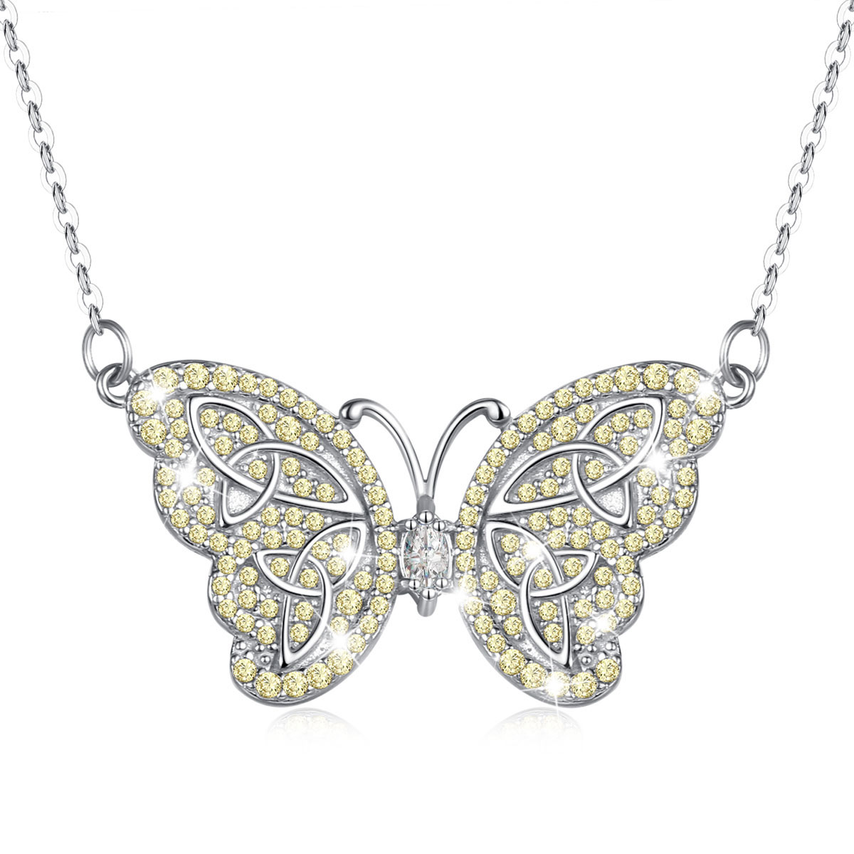 Merryshine Senior jewelry 925 sterling silver dainty butterfly shaped pendant necklace