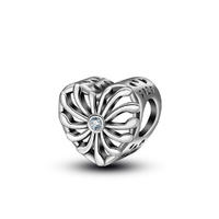Hollow heart shape popular hot sale 925 sterling silver diy jewelry beads
