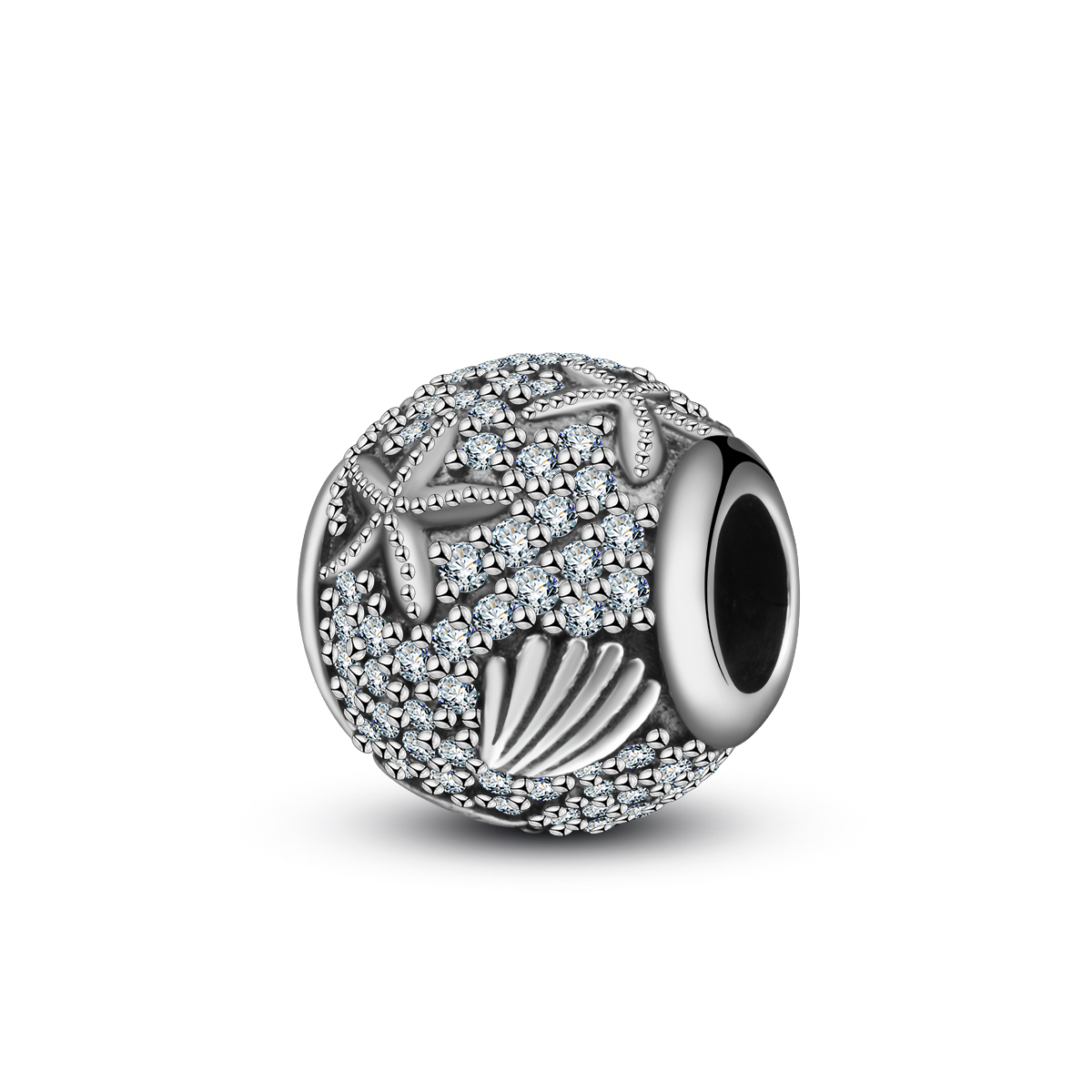 Wholesale zircon beads 925 sterling silver diy jewelry round metal bead