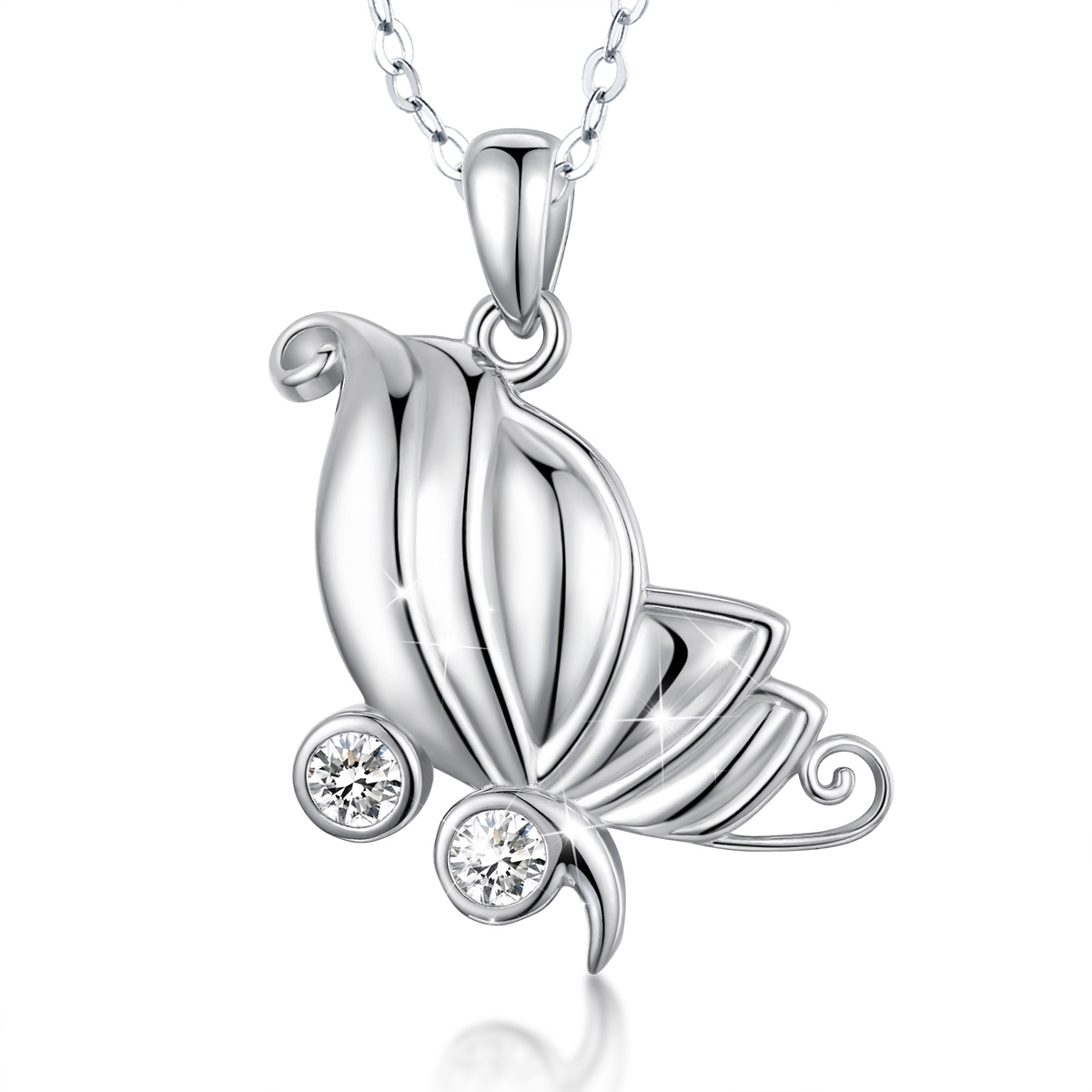 Semicolon Jewelry S925 Sterling Silver Rhodium Plated 3d Butterfly Pendant Semicolon Necklace