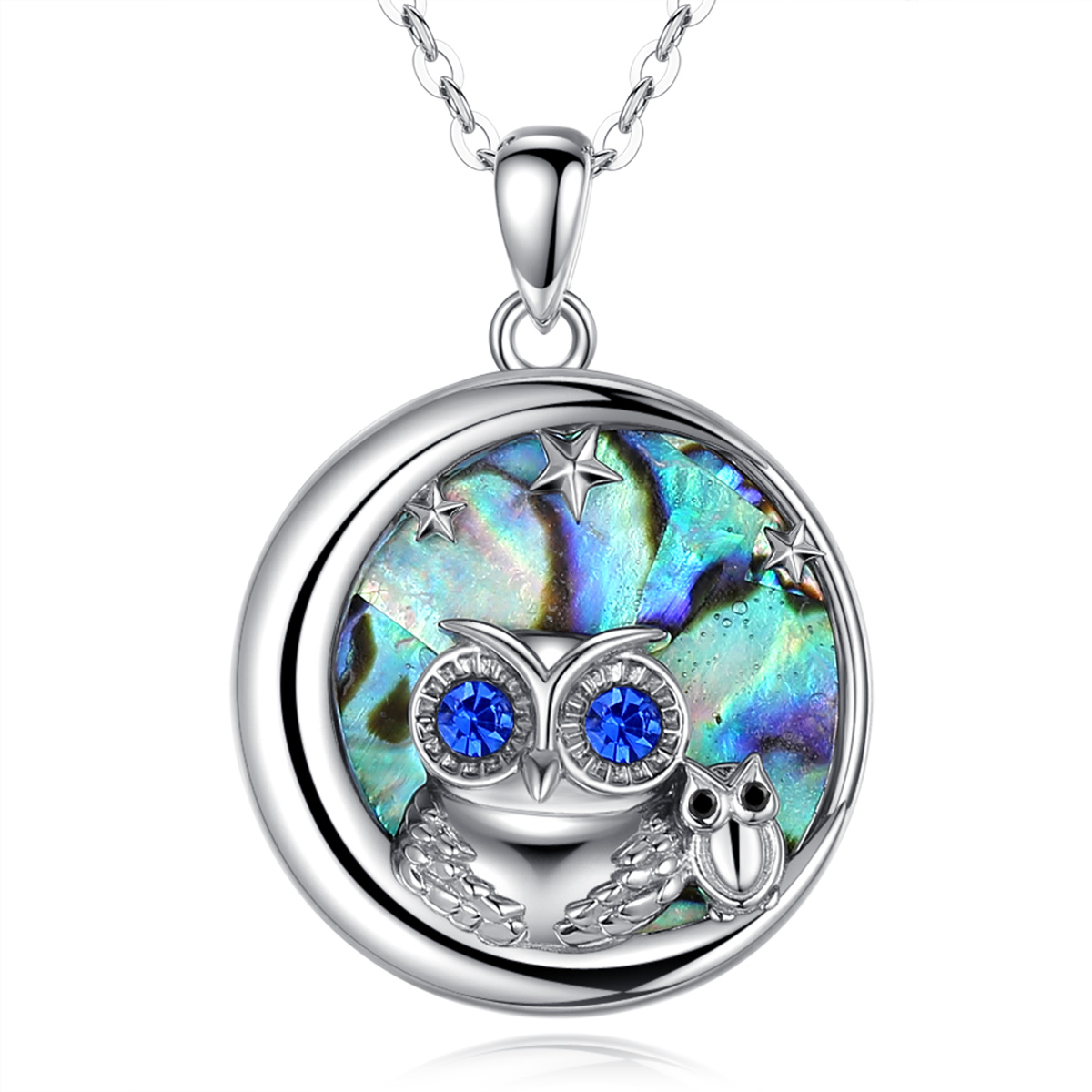Merryshine Jewelry Owl Necklace Animal Sterling Silver Plated White Gold Abalone Shell Owl Necklace For Christmas Gift