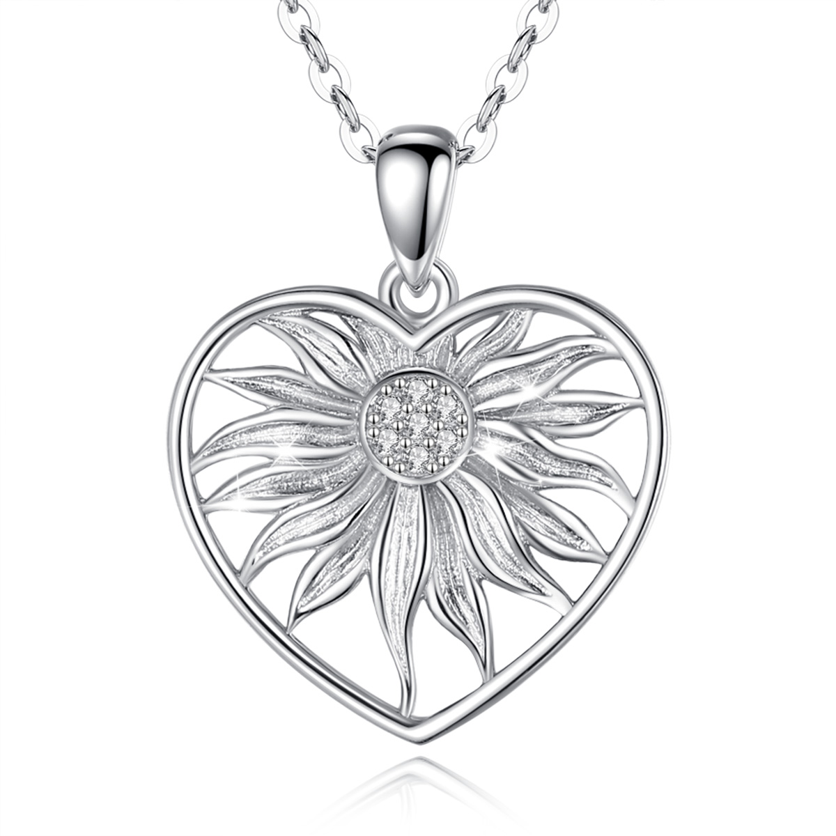 Merryshine Jewelry 925 Sterling Silver Large Trending Flowers Sun Flower Necklace Pendant For Women Gift
