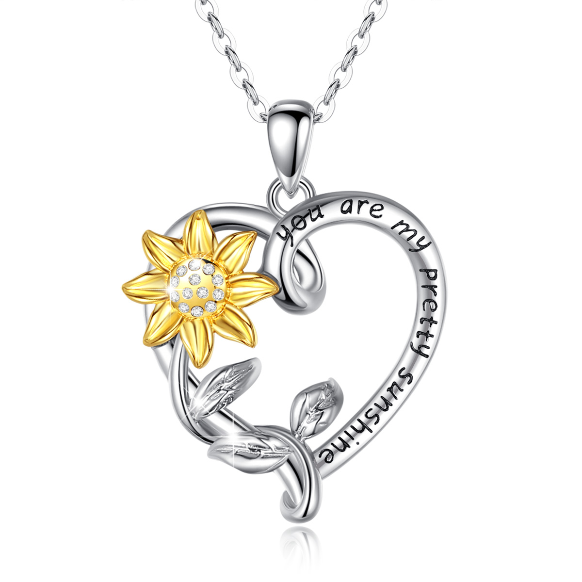 Merryshine Jewelry You Are My Sunshine Gold Sunflower Heart Shape Pendant Necklace For Girlfriend Friendship Gift