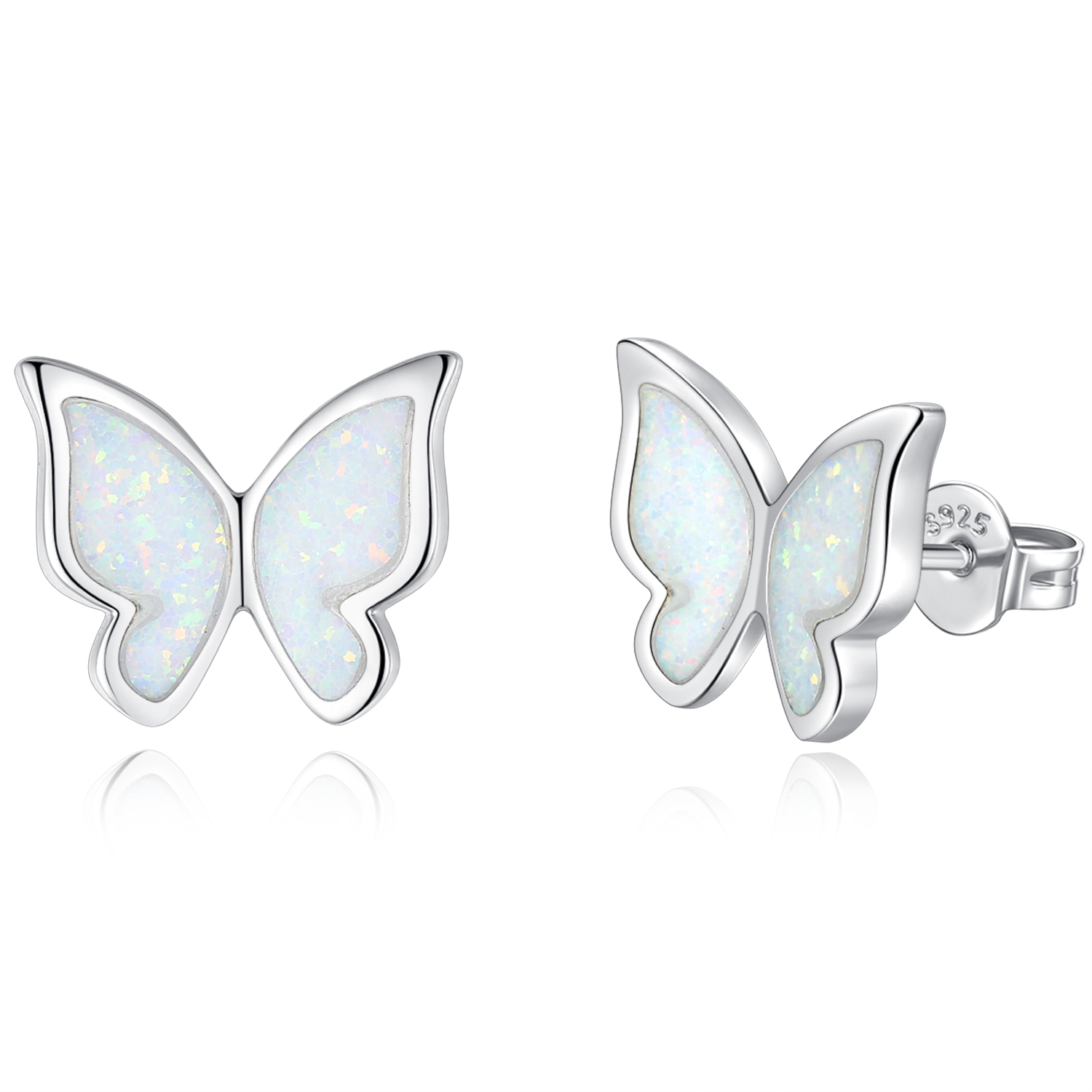 Merryshine Jewelry S925 Sterling Silver Rhodium Plated Opal Butterfly Earring Elegant Earrings For Women