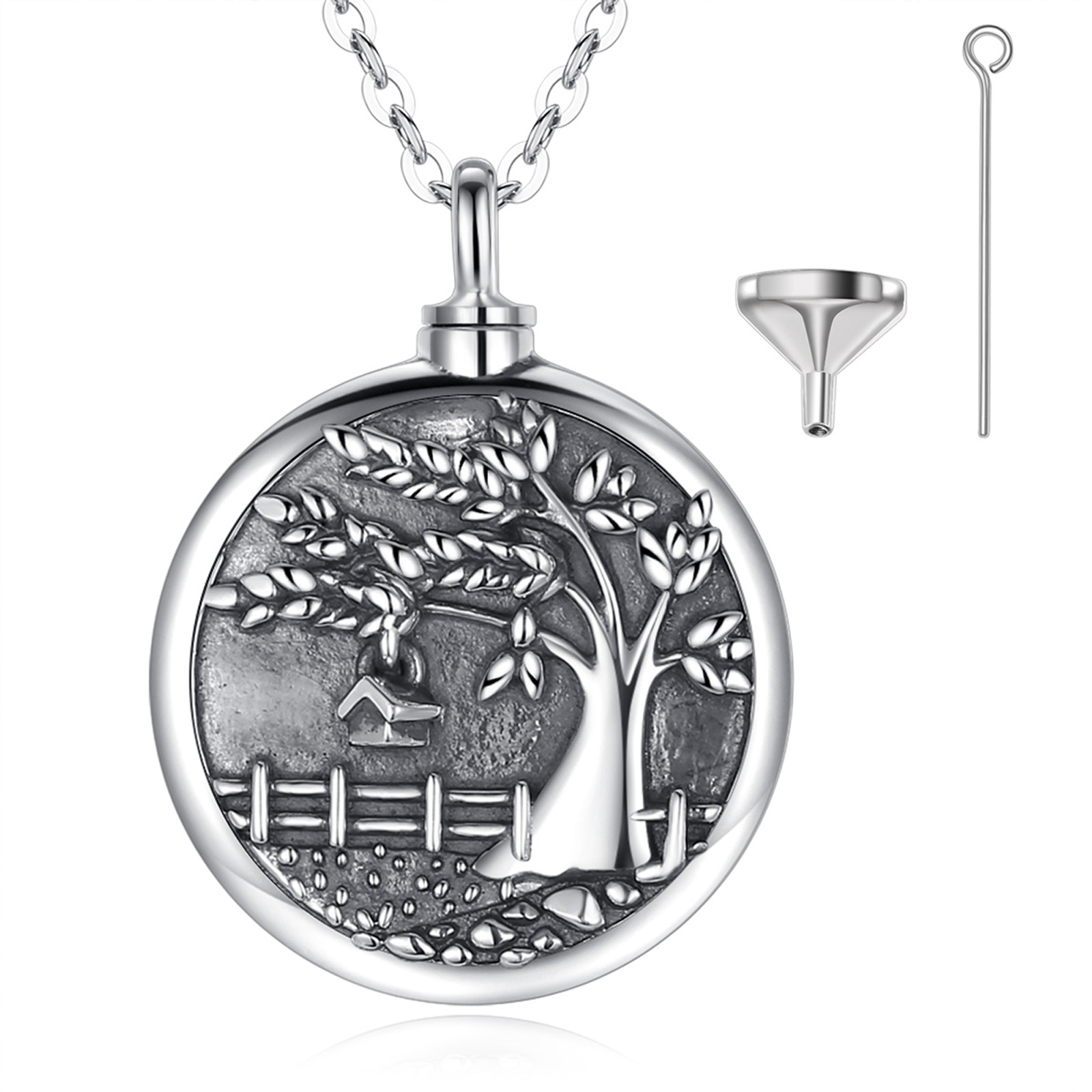 Merryshine Cremation Jewelry Family Tree Pattern 925 Sterling Silver Jewelry Pet Cremation Ashes Urn Necklace