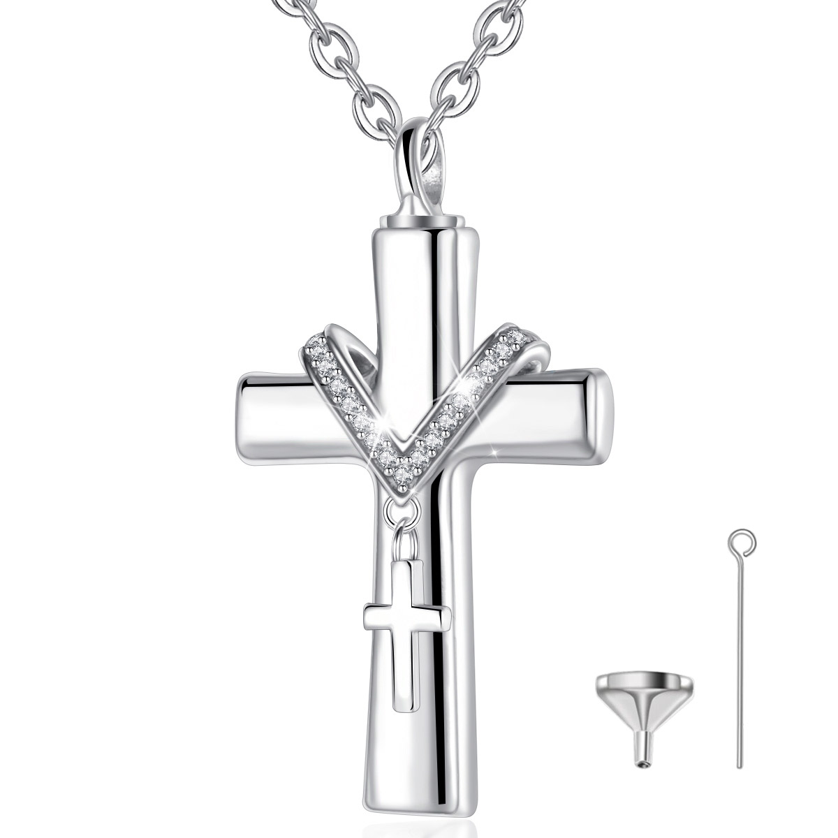 Merryshine Jewelry Cross cremation ashes urn memorial locket jewelry pendant necklace