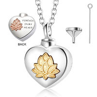 Merryshine Jewelry 925 sterling silver gold lotus urn keepsake cremation jewelry necklace