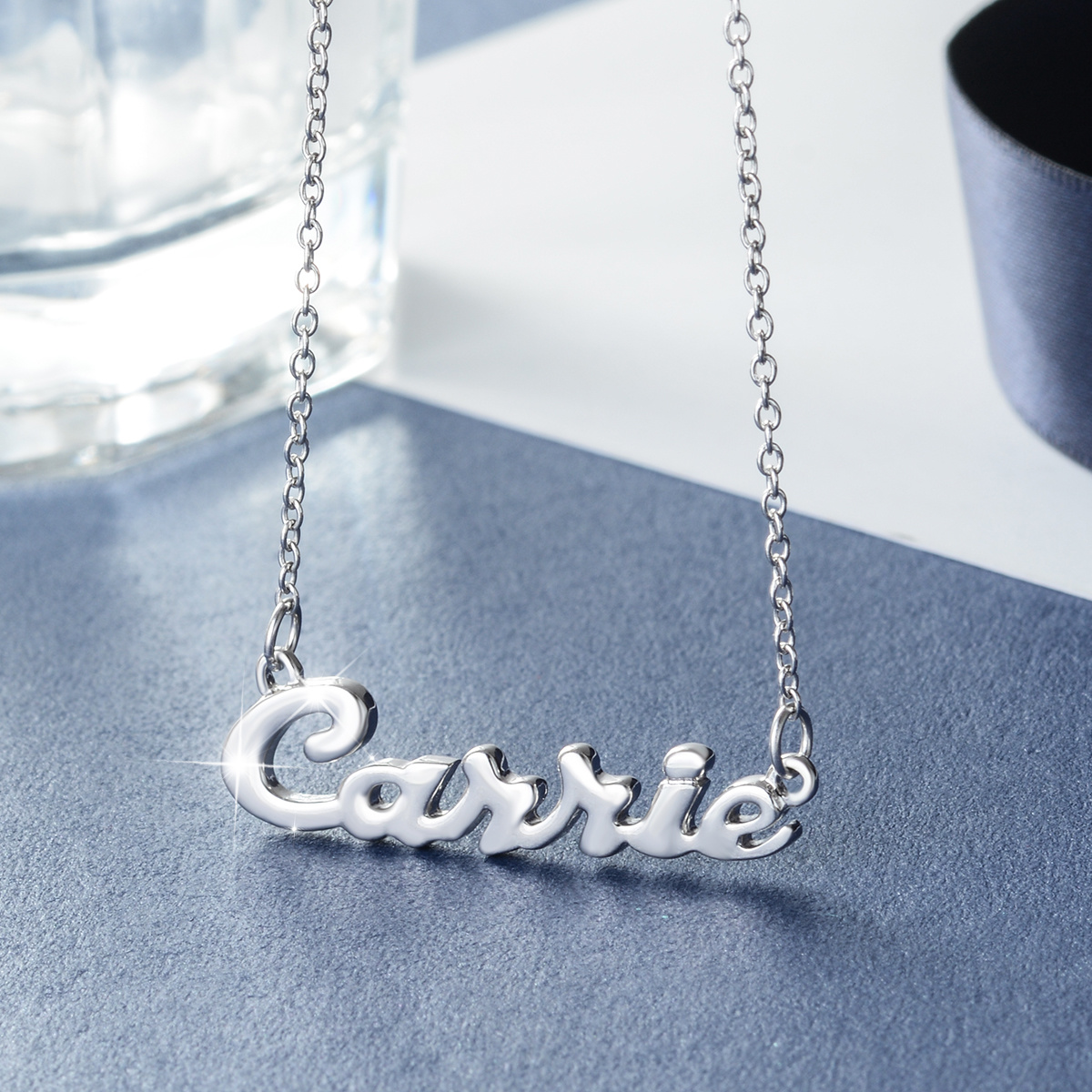 Wholesale Vendor Alphabet Letter Personalized Custom Jewelry 925 Sterling Silver Name Plate Necklace