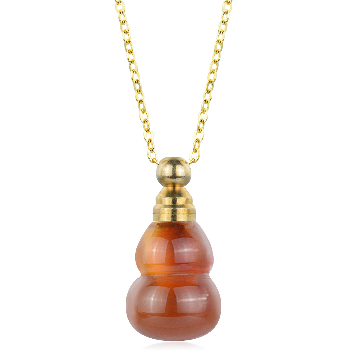 Merryshine Jewelry Gourd Shape Agate color Natural Crystal Stone Perfume Essential Oil Bottle Pendant Necklace