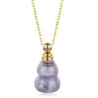 Merryshine Jewelry Natural High Quality Gemstone Gourd Shape Amethyst Crystal Essential Oil Bottle Perfume Bottle Pendant