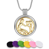 Merryshine Jewelry Gold Color Mom and Baby Love Design Aromatherapy Essential Oil Diffuser Necklace In Bulk