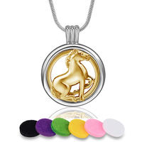 Merryshine Jewelry Flat Hollow Golden Horse Design Essential Oil Perfume Diffuser Locket Necklace