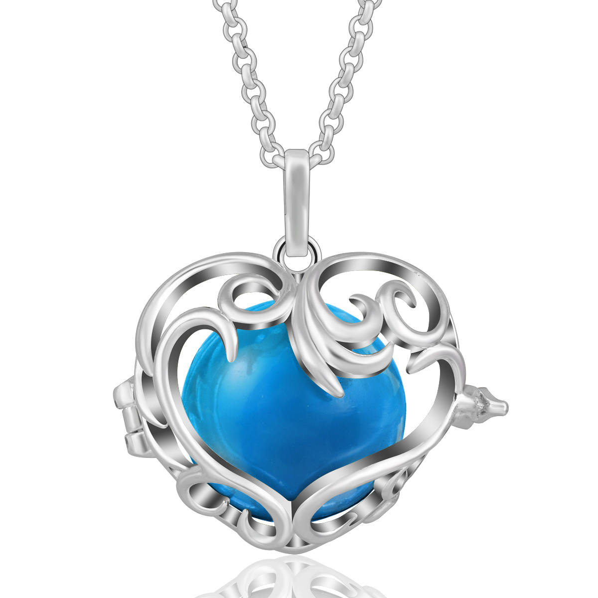 Merryshine Jewelry Wholesale Mexican Style Silver Heart Cage Pendant for Ladies Hot Selling Chime Ball