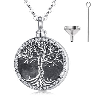Merryshine Memorial Keepsake Necklace Tree of Life Pendant Cremation Jewelry for Men and Women with CZ Diamond