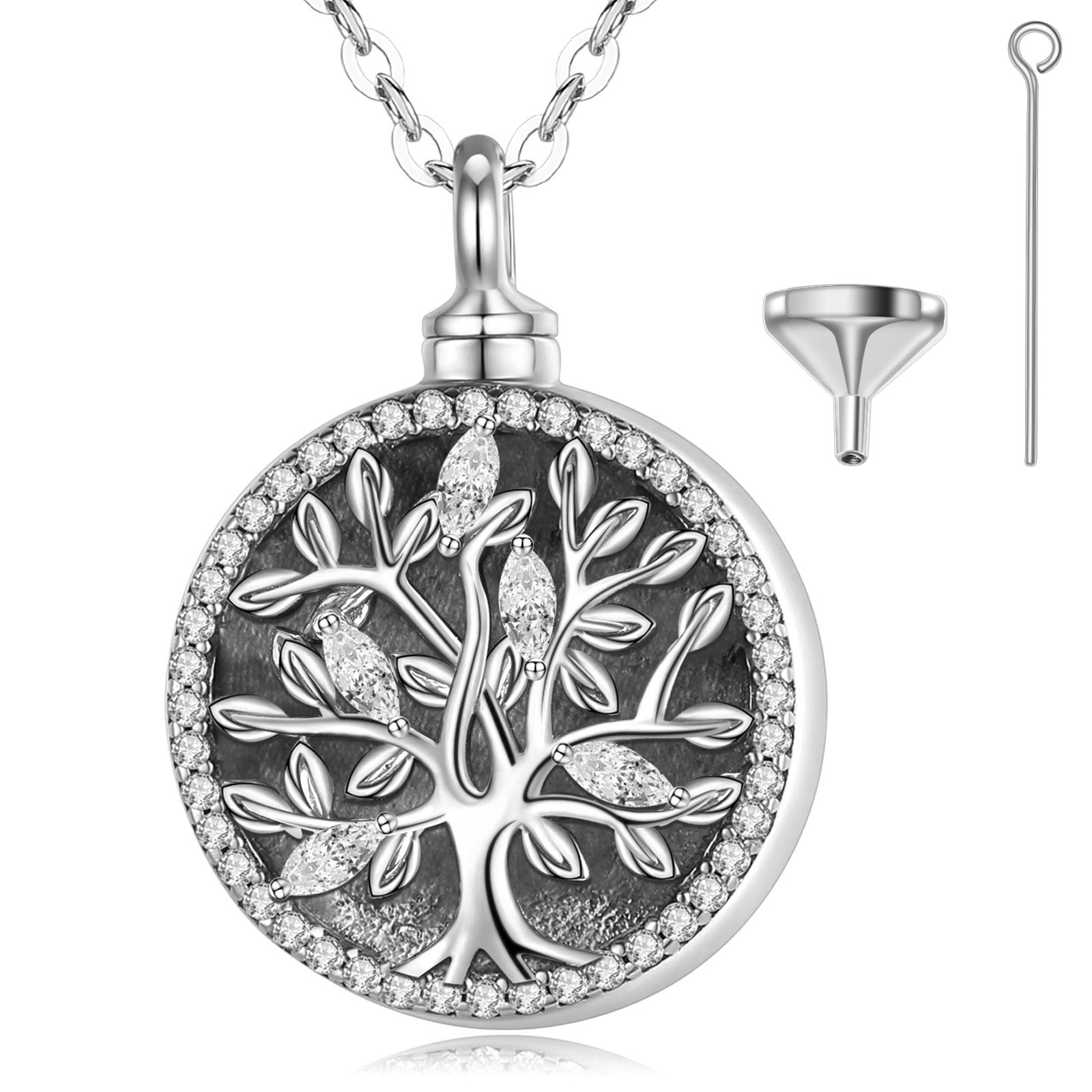 Merryshine Amazon Hot Selling S925 Sterling Silver Tree of Life Pendant Forever in my heart Cremation Ashes Jewelry