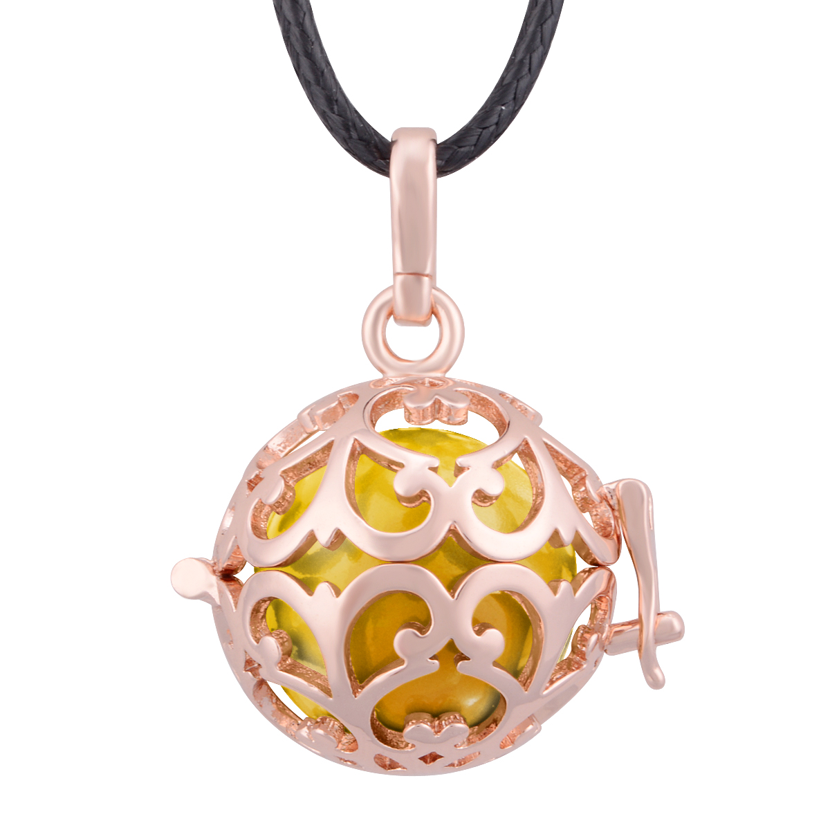 Merryshine Jewelry Rose Gold Cage Bell bola pendant Pregnancy wax leather necklace Musical Bola Angel Caller Pendants