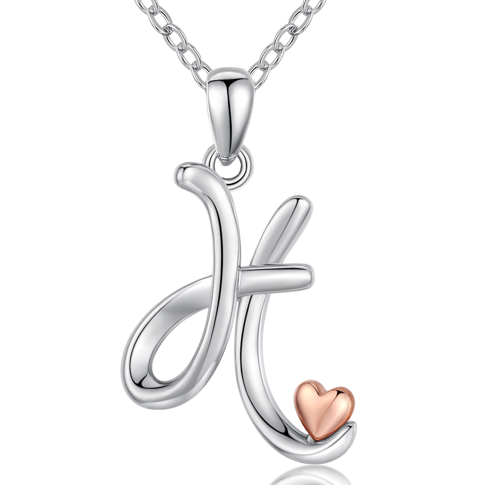 Merryshine Jewelry environmentally friendly material s925 sterling silver plated rhodium letter H initial necklace for women
