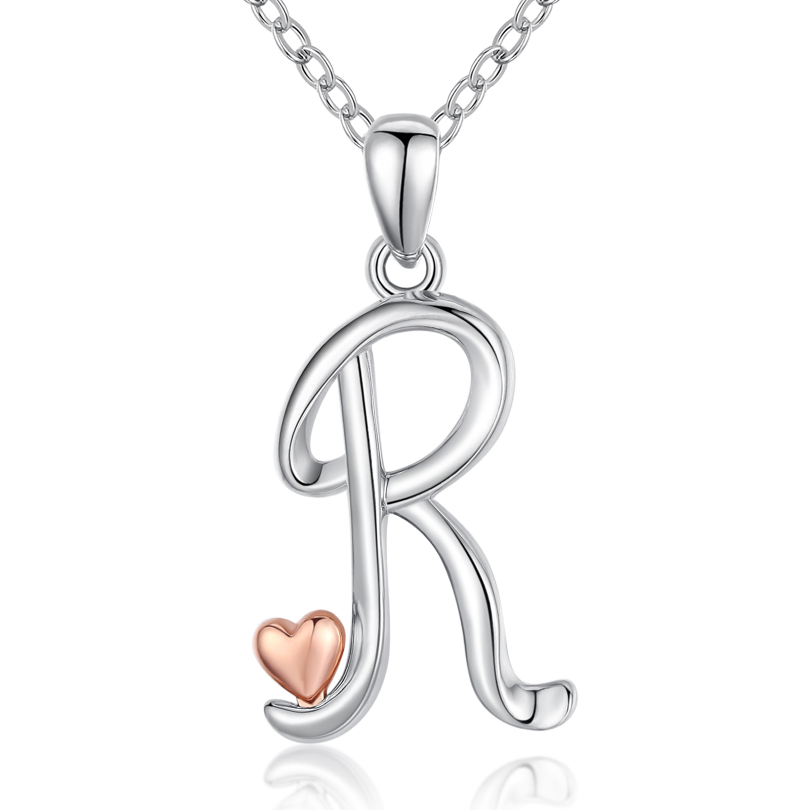 Merryshine Jewelry hot selling jewelry s925 sterling silver plated rhodium letter R initial pendant necklace