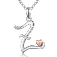 Merryshine Jewelry s925 sterling silver plated rhodium cute alphabet letter Z initial pendant necklaces for women