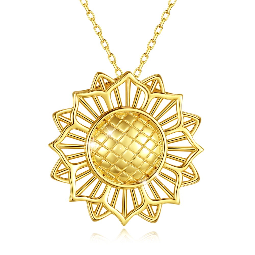 Merryshine 925 sterling silver gold plated women my sunshine sunflower necklace pendant