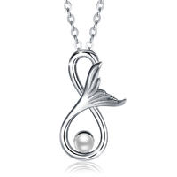 Merryshine Diamond 18K Rhodium Plated 925 Sterling Silver Mermaid Tear Pendant Necklace for Girlfriend Women