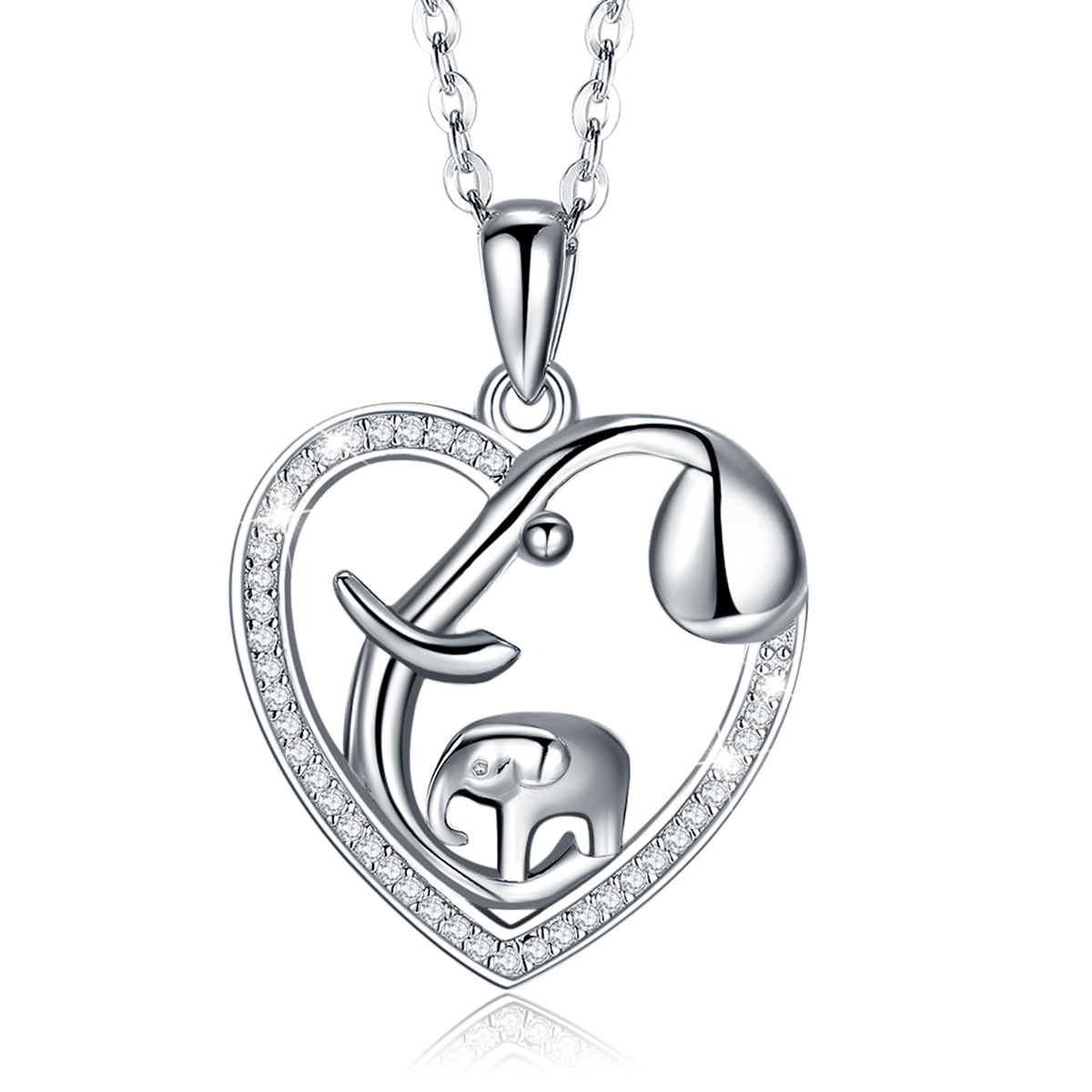 Merryshine 925 Sterling Silver Jewelry Good Lucky Mother and Son Elephant Necklace Pendant