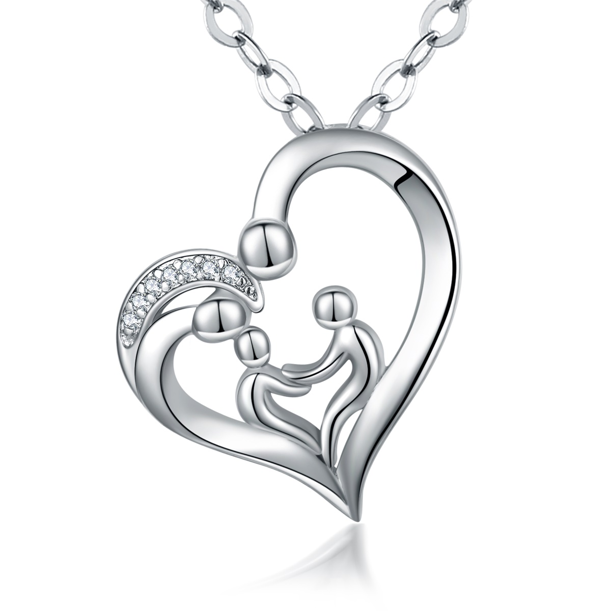 Merryshine Jewelry Low Price Fastness Family Heart Pendant Necklace with Cubic Zirconia White Diamond