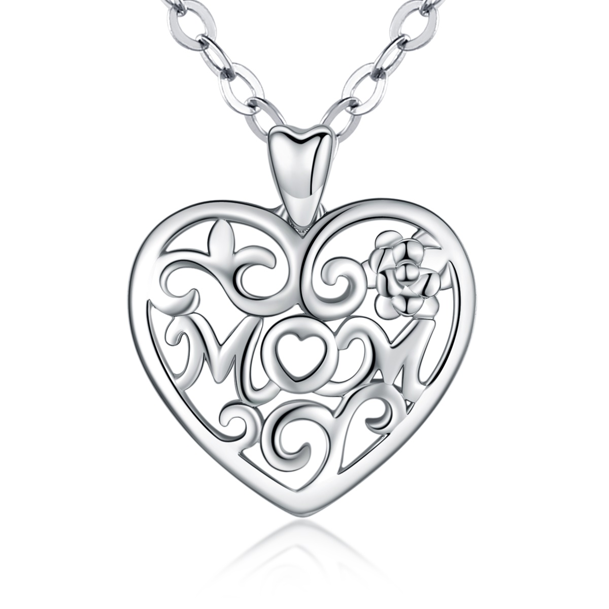 Merryshine Jewelry Elegant Mother's Day Gift Rhodium Plated Heart Necklace for Mom