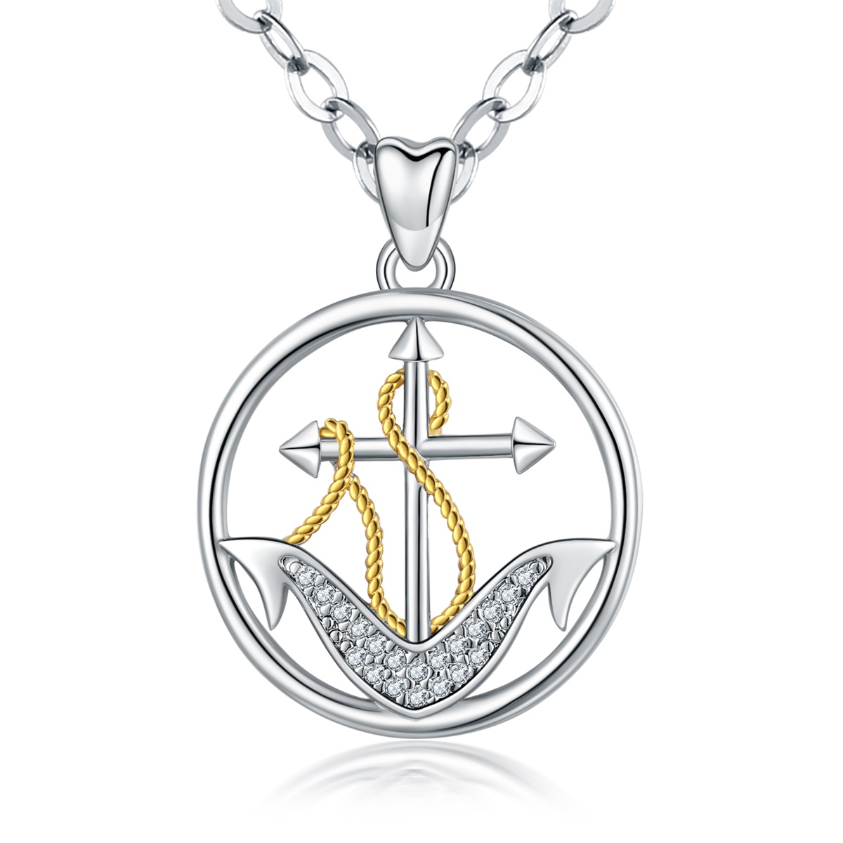 Merryshine Jewelry Rhodium Plated Sailboat Anchor Pendant Necklace for Women and Men