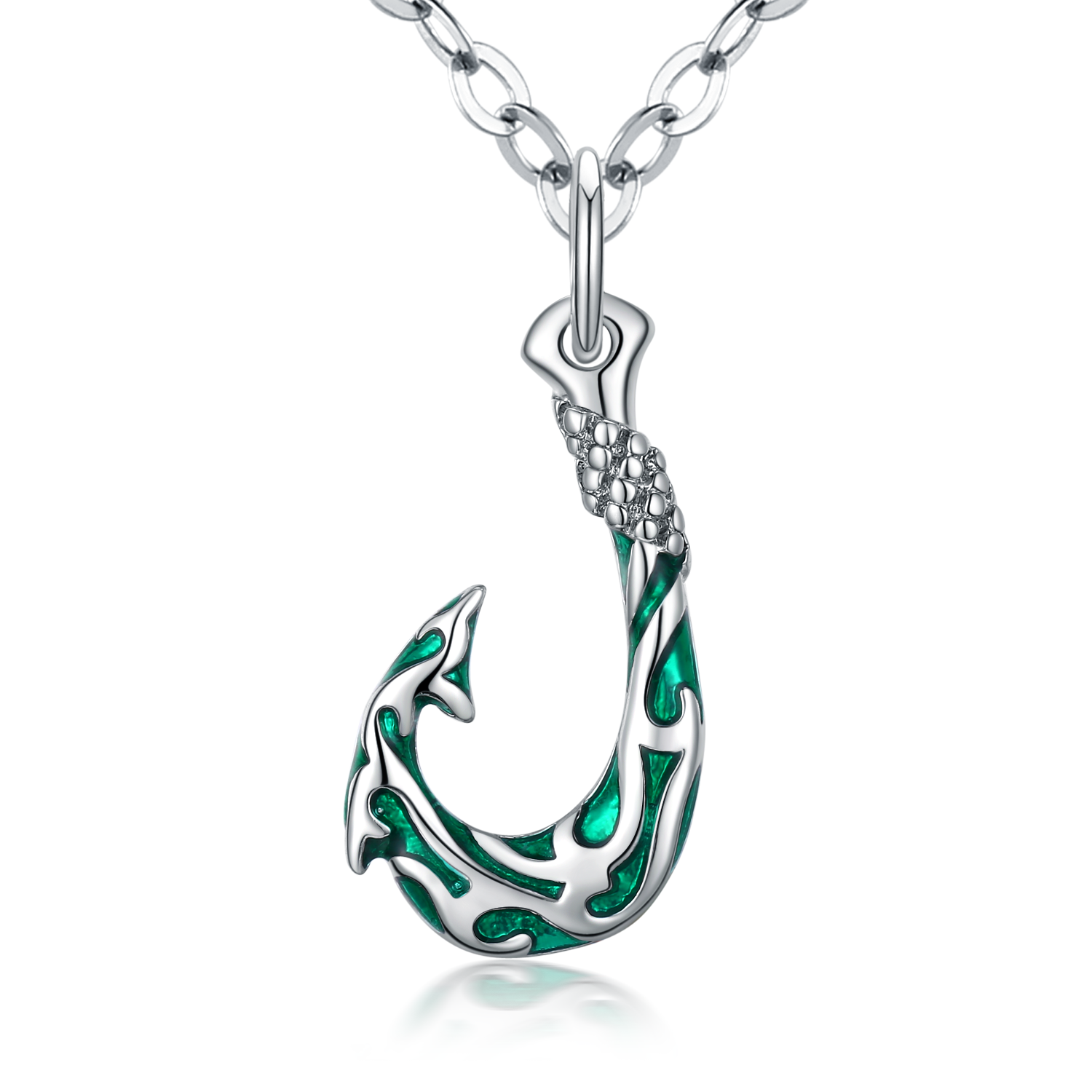 Merryshine Jewelry Copper Plating Rhodium Sea Wave Pattern Hawaiian Fish Hook Necklace for Women