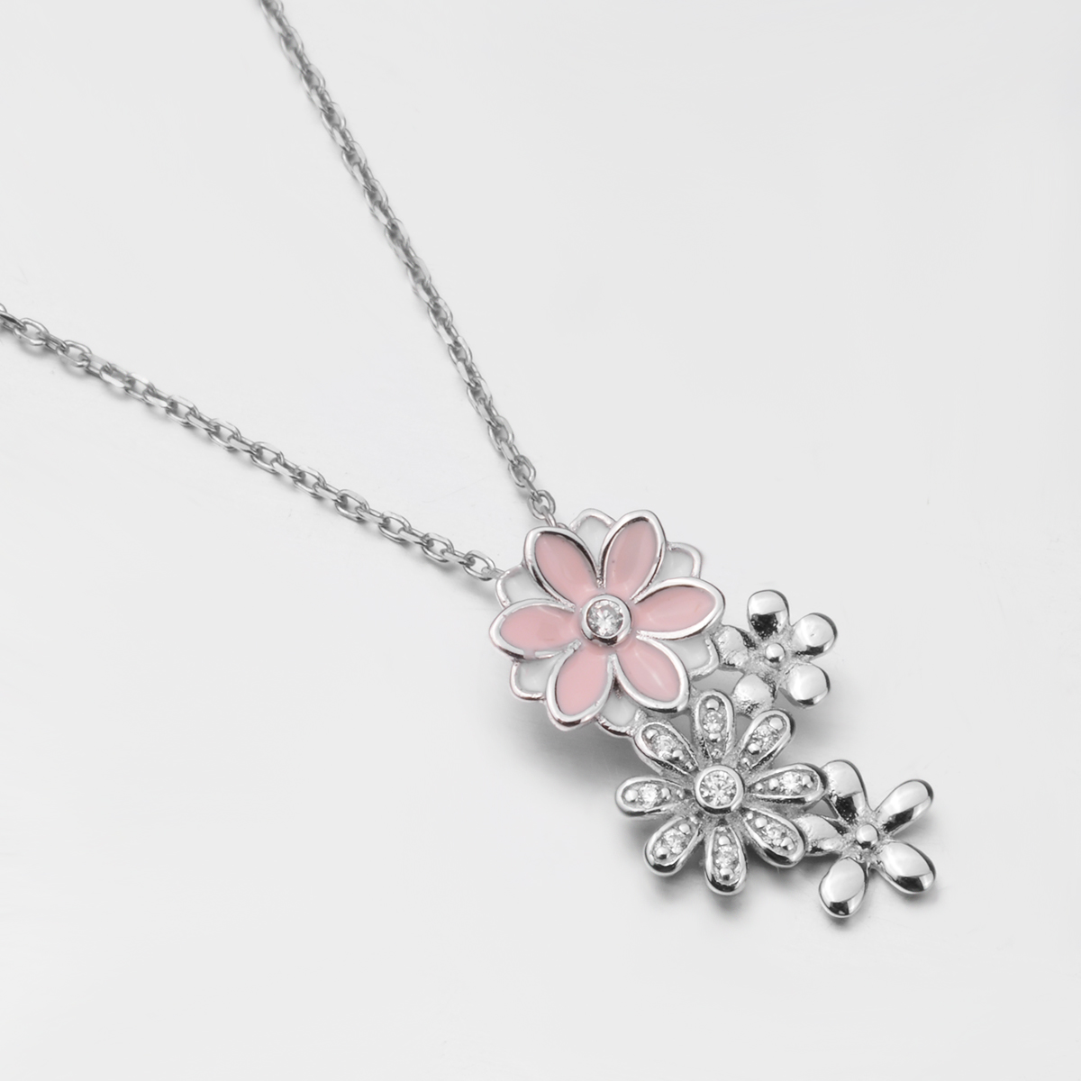 Merryshine Jewelry Copper Plating Rhodium Delicate Pink Flower Pendant...