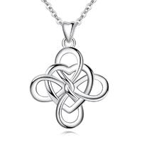 Merryshine Jewelry Plating Rhodium Heart Four Leaf Clover Celtic Knot Pendant Necklace for Women