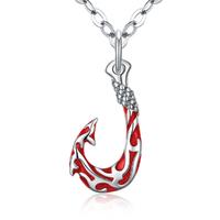 Merryshine Jewelry Bohemian Style Plating Rhodium Red Fishhook Necklace for Women and Men