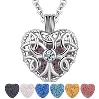 Merryshine Jewelry s925 sterling silver heart shaped hollow out lava stone essential oil diffuser necklace